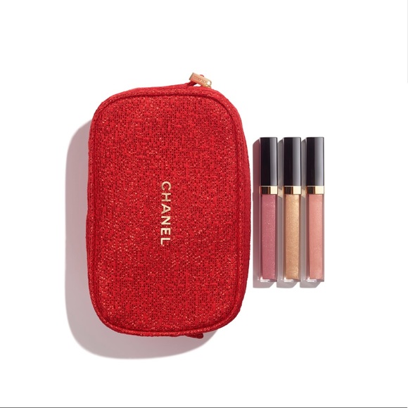 Chanel Lipgloss Trio Gift Set with Beauty Bag on Chain - Picture 1 of 2